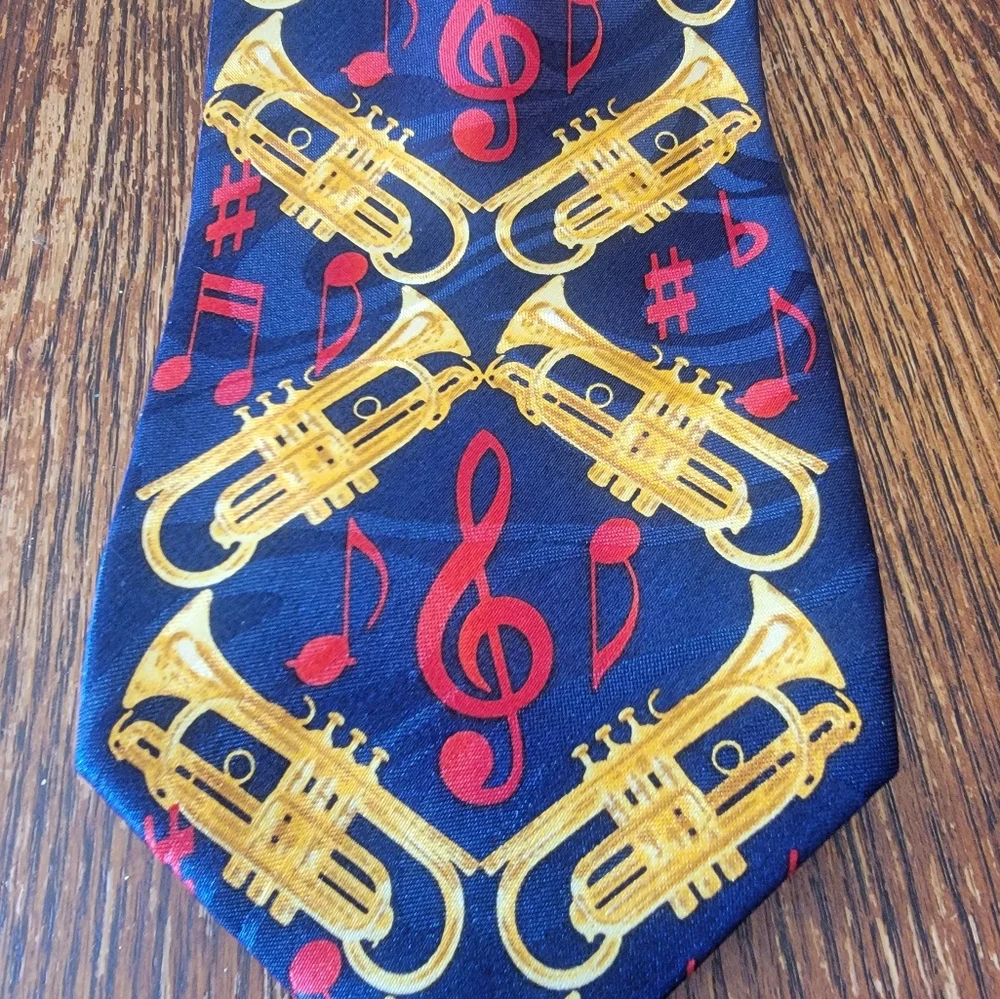 Hand made Steven Harris Mens Tie Trumpets And Musical Notes - Picture 7 of 7